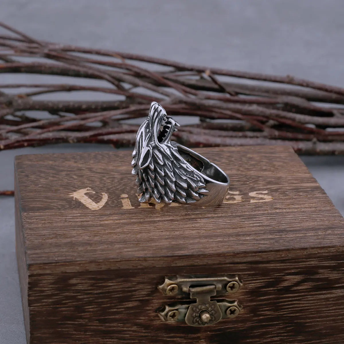 Titanium Steel Fenrir Wolf Ring