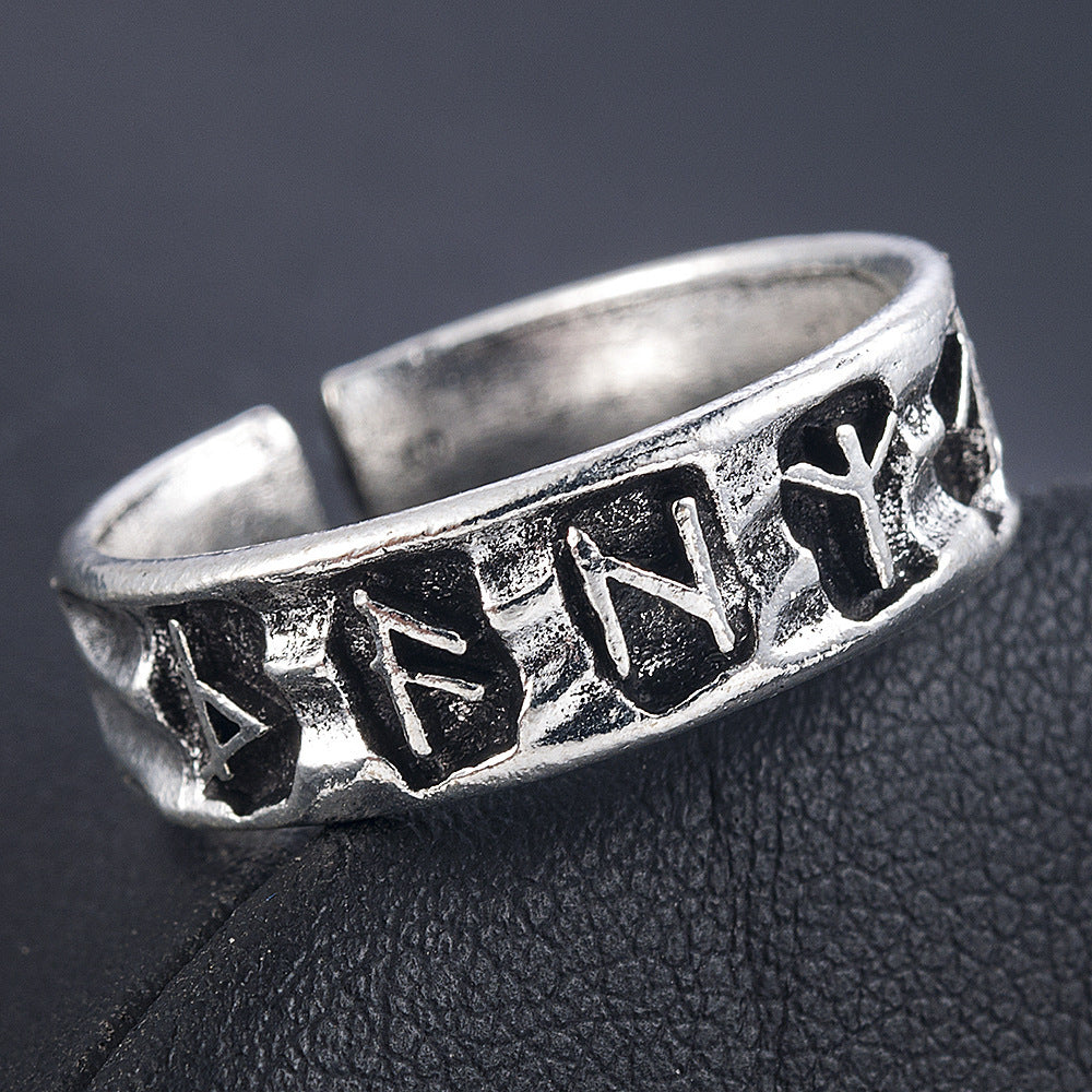 Retro Alloy Viking  Ring Geometric Symbol Adjustable Ring Male