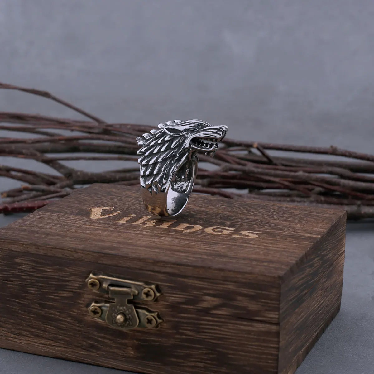 Titanium Steel Fenrir Wolf Ring