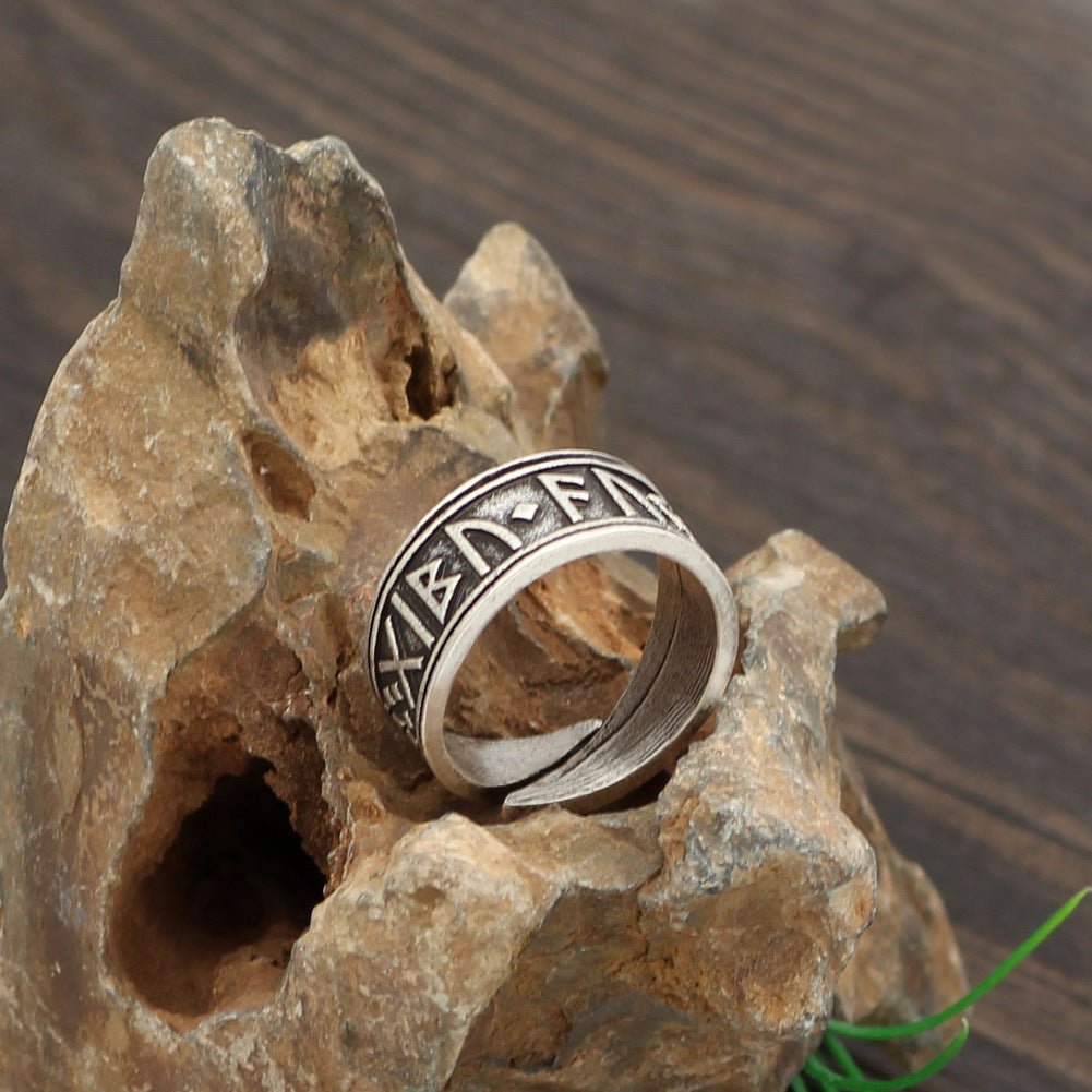 Adjustable Viking Rune Ring