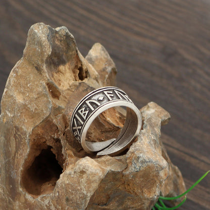 Adjustable Viking Rune Ring