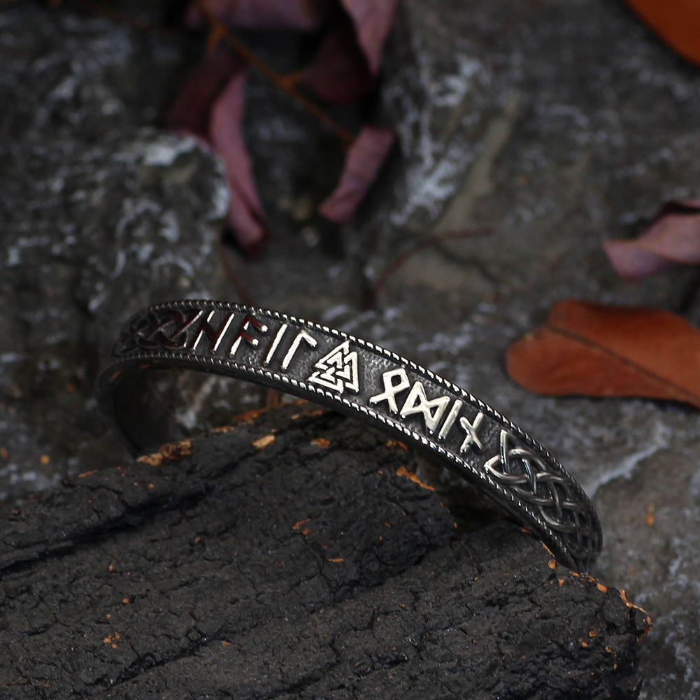 Adjustable Stainless Steel Viking Rune Bracelet