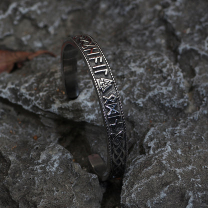 Adjustable Stainless Steel Viking Rune Bracelet