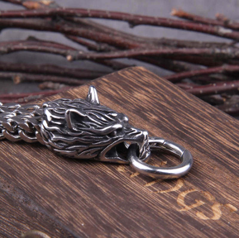 Viking Wolf Steel Bracelet