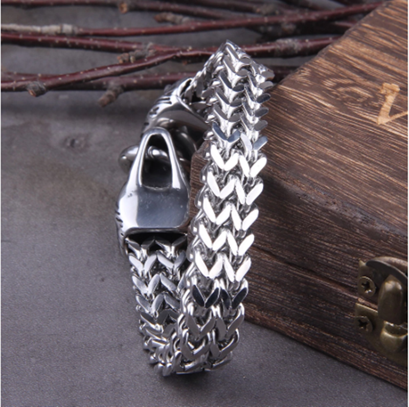 Viking Wolf Steel Bracelet