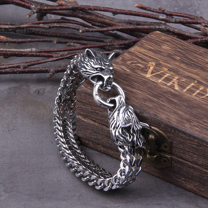 Viking Wolf Steel Bracelet