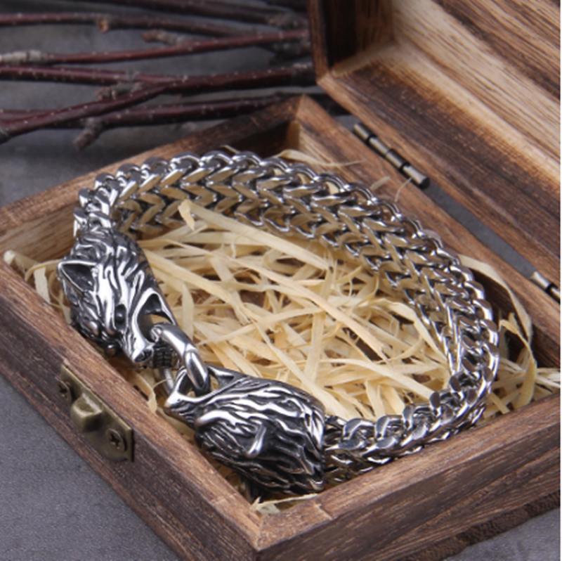 Viking Wolf Steel Bracelet